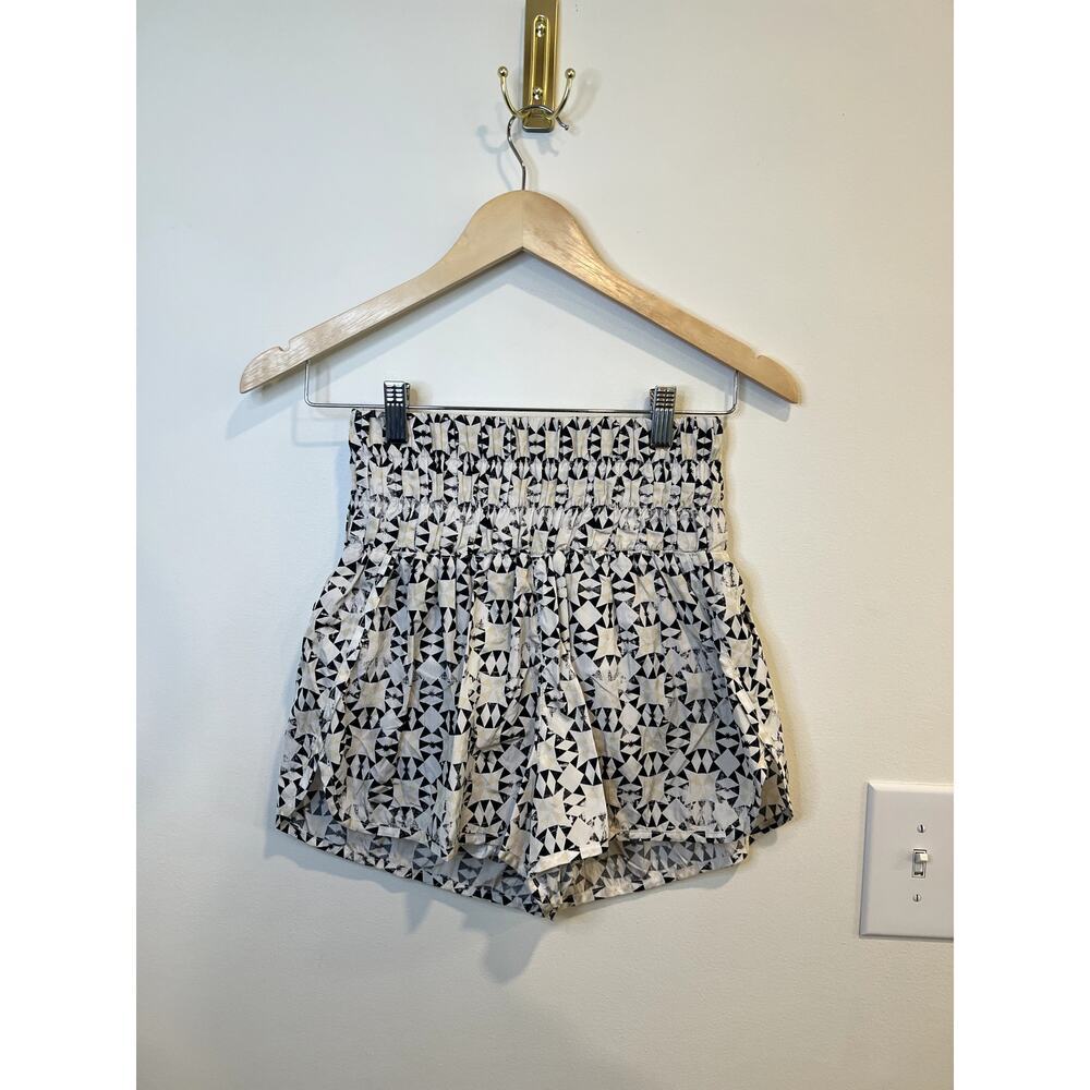 FP Movement Smocked Boho Shorts Medium Black White Athletic